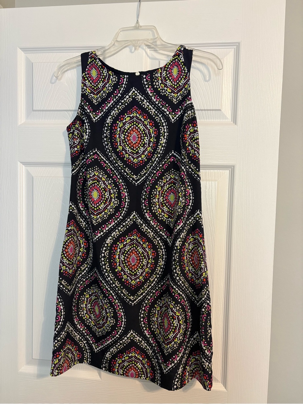 crown & ivy Navy Sleeveless Shift Dress with Pink & Green Medallion Print